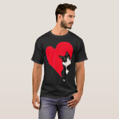 T-shirt Tuxedo Cat Valentine Heart For Kitten And Animal L (Devant entier)