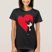T-shirt Tuxedo Cat Valentine Heart For Kitten And Animal L (Devant)