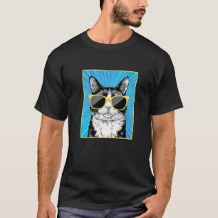 T-shirt Tuxedo Chat Portrait Pop Art Chat Avec Lunettes De