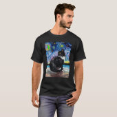 T-shirt Tuxedo Chat Starry Nuit Van Gogh Chat Chat Art Tux (Devant entier)