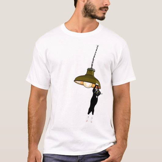 T-shirt Tuxedo Chat suspendu sur la lampe (Devant)