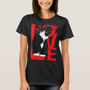 T-shirt Tuxedo Chat Valentine Coeur pour Kitten et Animal