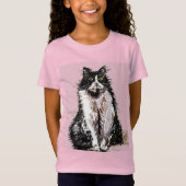 T-Shirt Tuxedo Chats chats mignonnes Filles Noires et Blan (Devant)