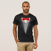 t-shirt tuxedo cravate arc rouge (Devant entier)