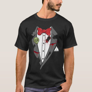 T-shirt Tuxedo Éffrayant Halloween Costume Bow Cravate