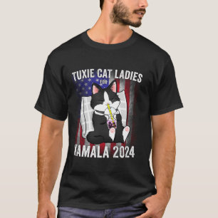 T-shirt Tuxie Cat Ladies for Kamala 2024 USA Presidential