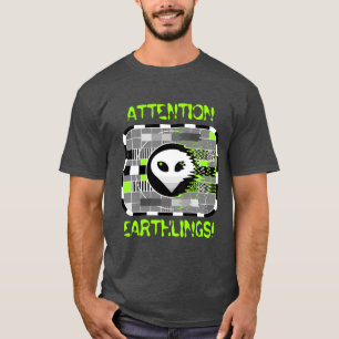 T-shirt TV Alien 'ATTENTION REGARDE ! ', gris basique pour