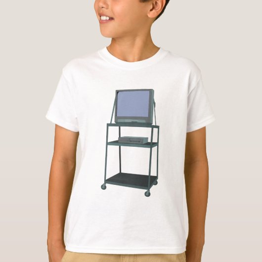 T-shirt TV et chariot VCR Classe 80s 90s Funny School (Devant)