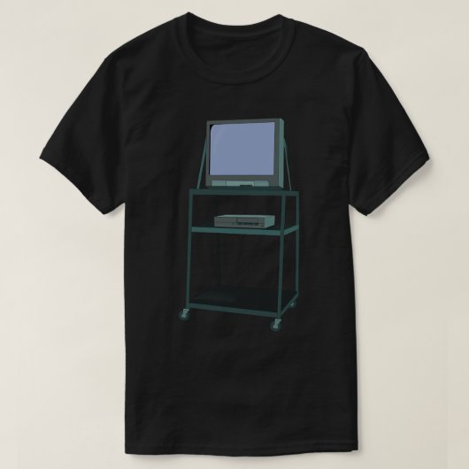 T-shirt TV et chariot VCR Classe 80s 90s Funny School (Design devant)