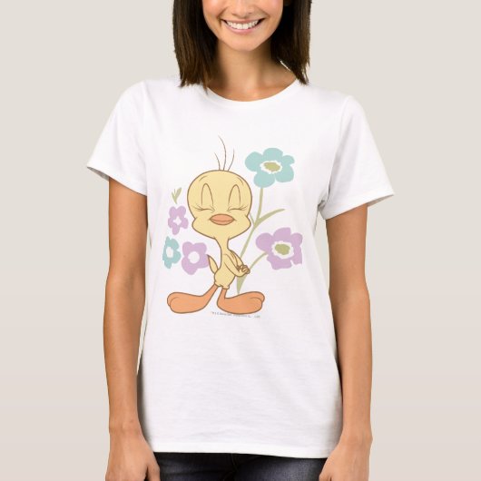 T-shirt TWEETY™ Fleurs bleues violettes (Devant)