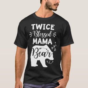 T-shirt Twice Blessed Mama Bear Heart & Arrow Maman With T
