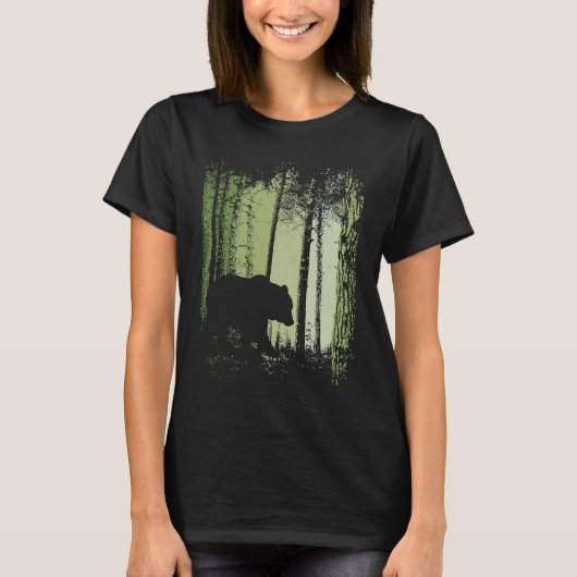 T-shirt Twilight Forest Outdoor Romantic Grizzly Bear Silh (Devant)