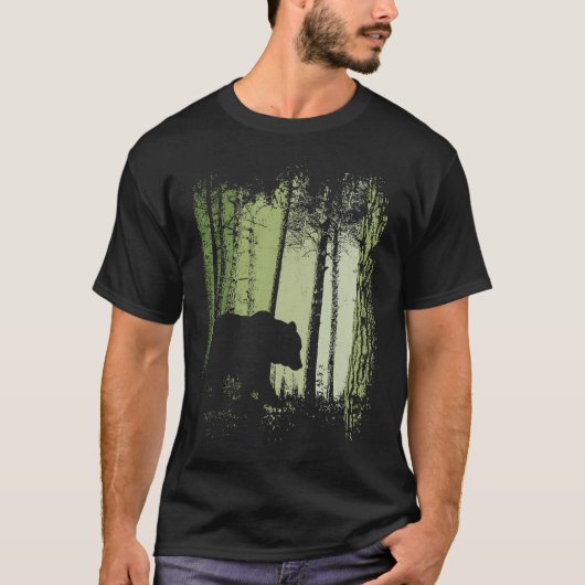 T-shirt Twilight Forest Outdoor Romantic Grizzly Bear Silh (Devant)