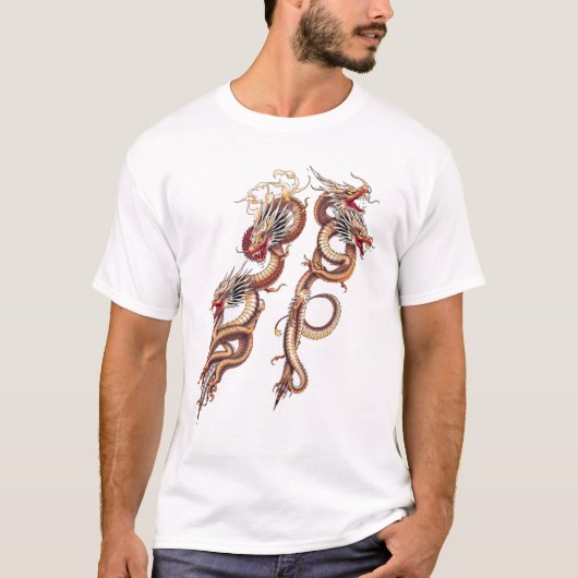 T-shirt Twin Eastern Dragons Roaring (Devant)