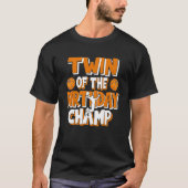 T-shirt Twin Of The Birthday Champ Boys Basketball Party (Devant)