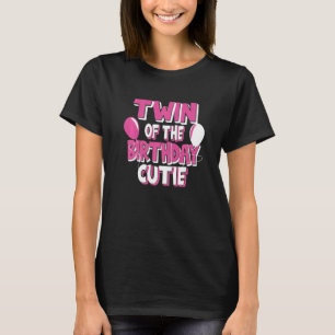 T-shirt Twin Of The Birthday Cutie Girl Party Theme