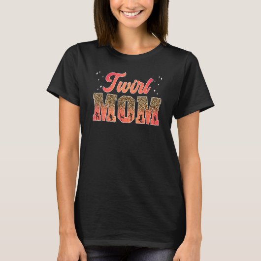 T-shirt Twirl Maman Leopard Baton Twirling Maman D'Un Bato (Devant)