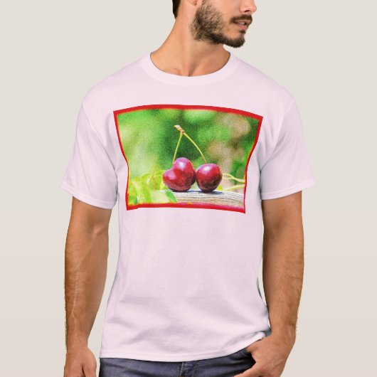 T-shirt "Two Cherries Fruit" Belle Photo. Commandez dès ma (Devant)