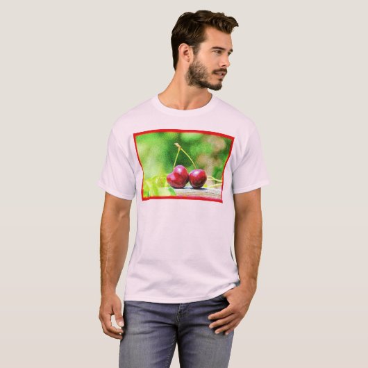 T-shirt "Two Cherries Fruit" Belle Photo. Commandez dès ma (Devant entier)