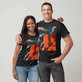 T-shirt Two Figures Contemplating an Abstract Cosmic Scene (Unisexe)