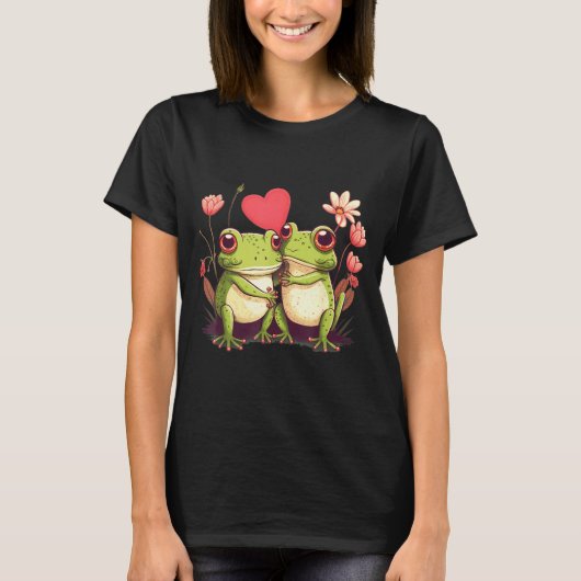 T-shirt Two Frogs Valentines Day Love On Couple Frog  (Devant)