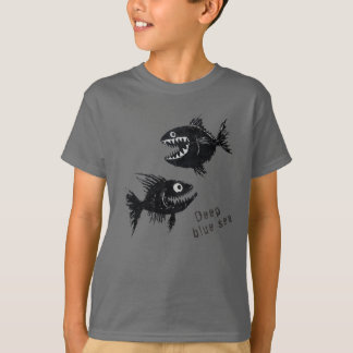 T-shirt Two scary fish, tattoo style, personalized