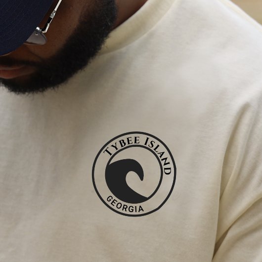 T-shirt Tybee Island Black Ocean Wave Circle Design