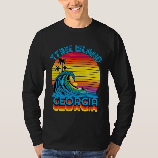 T-shirt Tybee Island Georgia Retro Throwback Surf & Beach  (Devant)