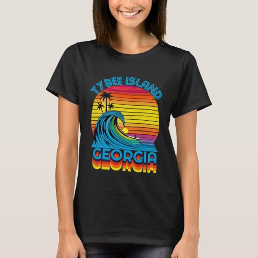 T-shirt Tybee Island Georgia Retro Throwback Surf & Beach  (Devant)