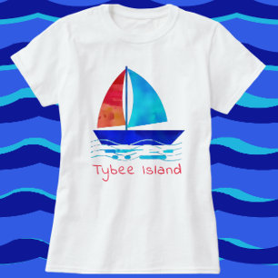 T-shirt Tybee Island Georgia Vacances Aquarelle Voilier