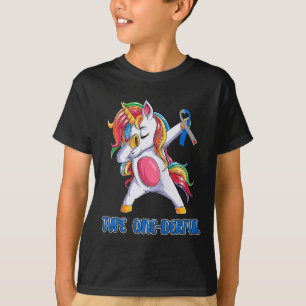 T-shirt Type 1 Diabète Avarié Ribbon T1D Unicorn Girls