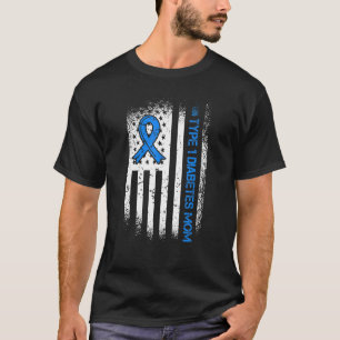 T-shirt Type 1 Diabète Maman Diabète Ruban Et Américain F
