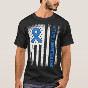 T-shirt Type 1 Diabète Papa Diabète Ruban Et Américain F