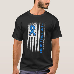 T-shirt Type 1 Diabète Papa Diabète Ruban Et Américain F