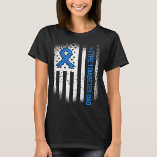 T-shirt Type 1 Diabète Papa Diabète Ruban Et Américain F