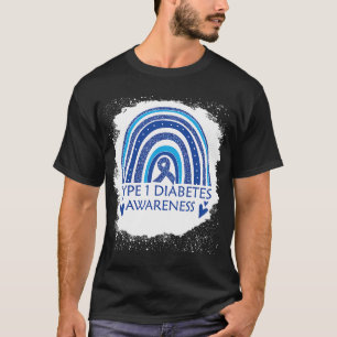 T-shirt Type 1 Sensibilisation au diabète Bleu arc-en-ciel