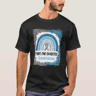 T-shirt Type 1 Sensibilisation au diabète Léopard arc-en-c