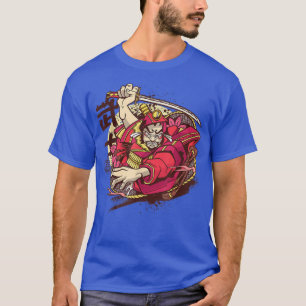 T-shirt Type japonais Samurai Vintage Fighter Retro Design