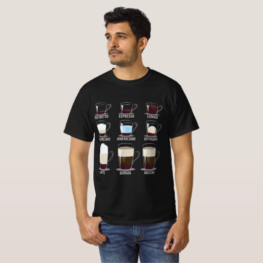 T-shirt Types de café (Devant entier)