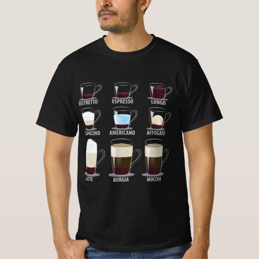 T-shirt Types de café (Devant)