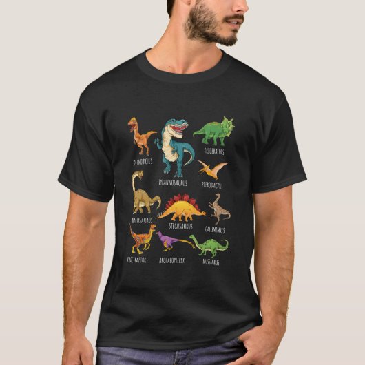 T-shirt Types de dinosaures S Identification de dinosaures (Devant)