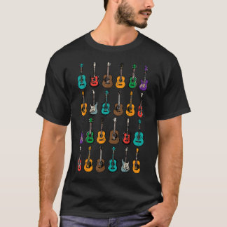 T-shirt Types de guitares Guitariste coloré mignon