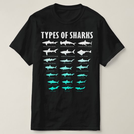 T-shirt types de requins (Design devant)