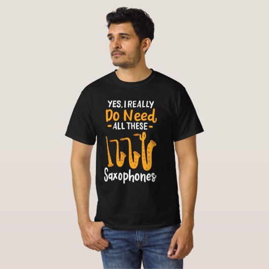 T-shirt Types de saxophone (Devant entier)