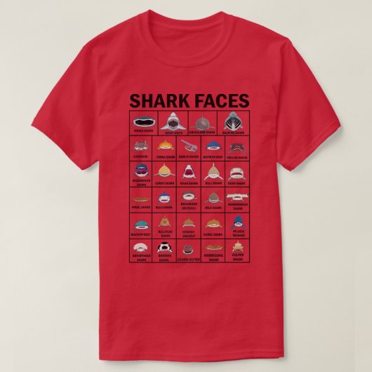 T-shirt Types De Visages De Requins (Design devant)