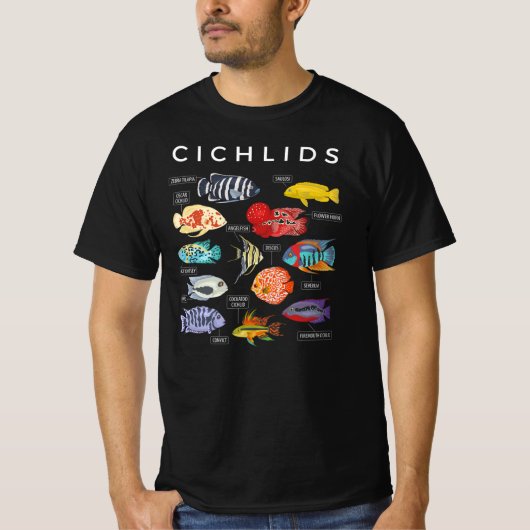 T-shirt Types D'Espèces De Poisson Cichlid Pêche (Devant)