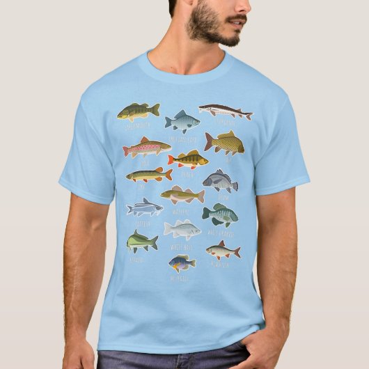 T-shirt Types D'Espèces De Poissons Pêche (Devant)