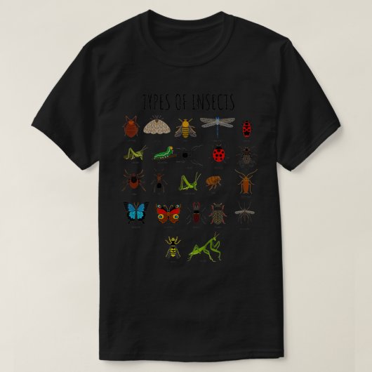 T-shirt Types D'Insectes Sciences De L'Identification Des (Design devant)