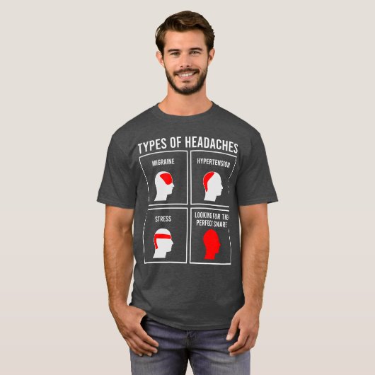 T-shirt TYPES OF HEADACHES gift (Devant entier)