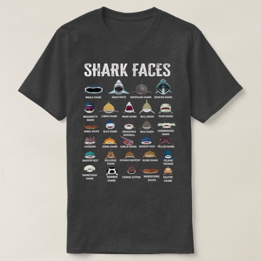 T-shirt Types Of Shark Faces (Design devant)